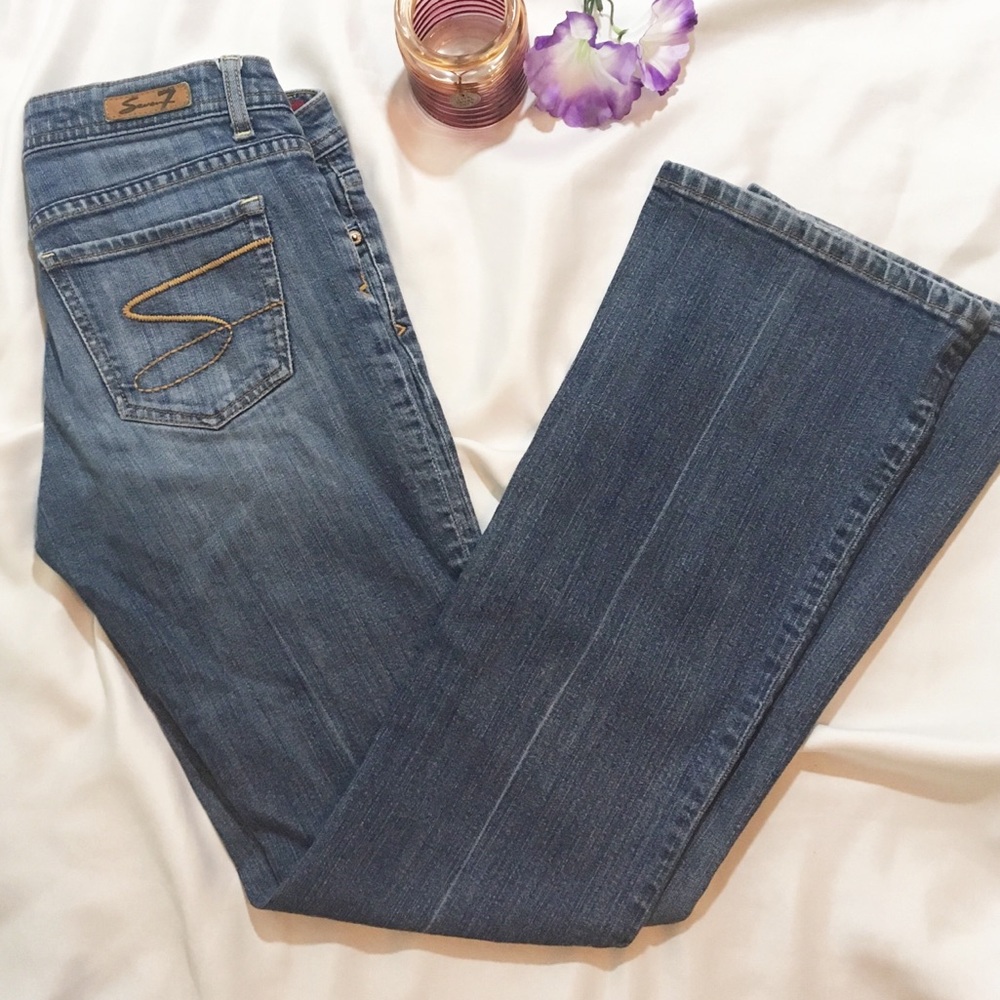 🌼 Seven7 Flare | Med/Dark Wash | 28